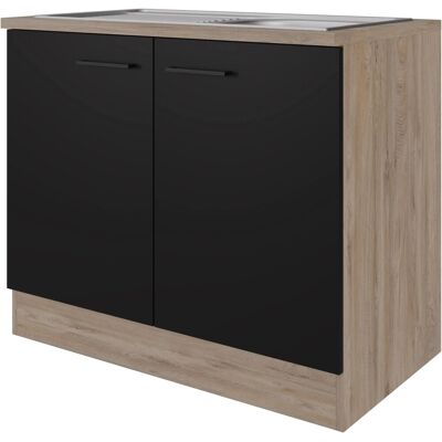 FlexWell Exclusiv Flex-Well Exclusiv Küchen-Spülenunterschrank Capri 100cm Schwarz Matt-Endgrain FlexWell Exclusiv Flex-Well Exclusiv Küchen-Spülenunterschrank Capri 100cm Schwarz Matt-Endgrain