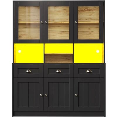 Merax Küchenschrank 140x40x175 cm Weiß Schwarz Verstellbare Ablagen LED Merax Küchenschrank 140x40x175 cm Weiß Schwarz Verstellbare Ablagen LED