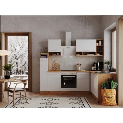 Respekta Winkelküche BEKBL250EWC 250 x 172 cm Weiß-Wildeiche Nachbildung Respekta Winkelküche BEKBL250EWC 250 x 172 cm Weiß-Wildeiche Nachbildung