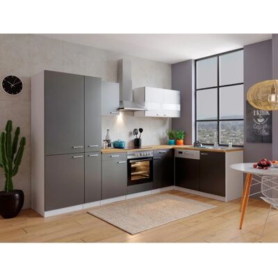 Respekta Winkelküche KBL310WGCGKEG 310 x 172 cm Grau-Weiß-Butcher Nussbaum Respekta Winkelküche KBL310WGCGKEG 310 x 172 cm Grau-Weiß-Butcher Nussbaum