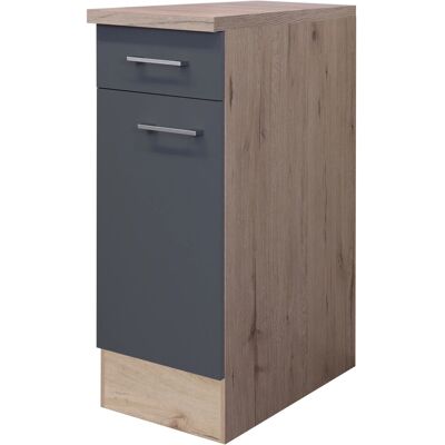 FLEX-WELL Morena Küchenunterschrank - Basaltgrau, San Remo Eiche, 30cm FLEX-WELL Morena Küchenunterschrank - Basaltgrau, San Remo Eiche, 30cm