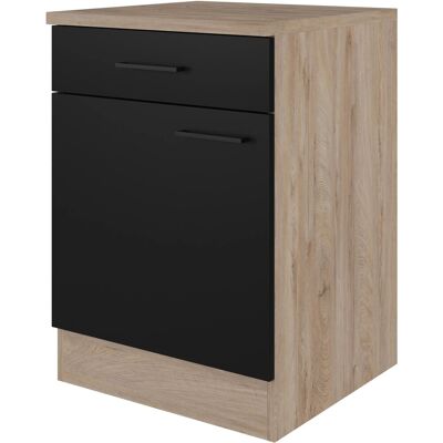 Flex-Well Capri Unterschrank - 60x85cm, Schwarz & Eichenfurnier Flex-Well Capri Unterschrank - 60x85cm, Schwarz & Eichenfurnier