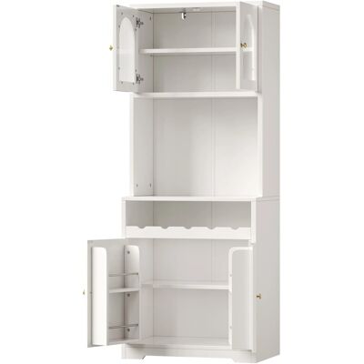 Merax Hochbuffetschrank 180cm RGB-LED Glastüren Weinregal Anti-Kipp Weiß Merax Hochbuffetschrank 180cm RGB-LED Glastüren Weinregal Anti-Kipp Weiß