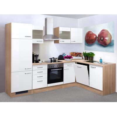 FlexWell Exclusiv Flex-Well Exclusiv Winkelküche Valero 280 cm Hochglanz Weiß-Sonoma Eiche FlexWell Exclusiv Flex-Well Exclusiv Winkelküche Valero 280 cm Hochglanz Weiß-Sonoma Eiche