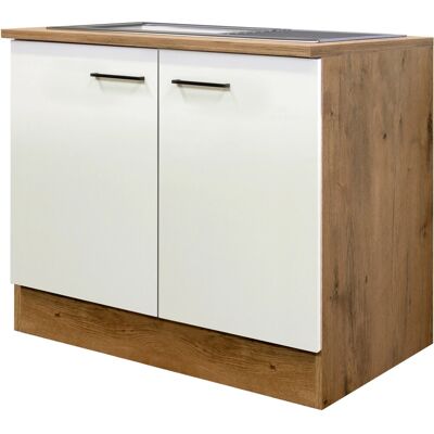 FlexWell Exclusiv Flex-Well Exclusiv Spülenunterschrank Vintea 100 cm Magnolie matt - Lancelot Oak FlexWell Exclusiv Flex-Well Exclusiv Spülenunterschrank Vintea 100 cm Magnolie matt - Lancelot Oak