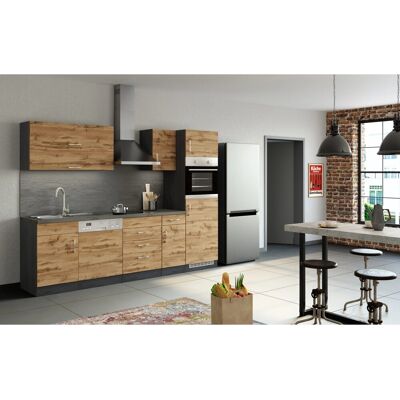Held Möbel Küchenzeile Sorrento 270 cm Wotaneiche-Grafit ohne E-Geräte Held Möbel Küchenzeile Sorrento 270 cm Wotaneiche-Grafit ohne E-Geräte