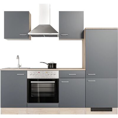 FlexWell Exclusiv Flex-Well Exclusiv Küchenzeile Morena 220 cm Basaltgrau matt - San Remo Eiche FlexWell Exclusiv Flex-Well Exclusiv Küchenzeile Morena 220 cm Basaltgrau matt - San Remo Eiche