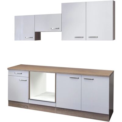 FlexWell Exclusiv Flex-Well Küchenzeile 210 cm ohne E-Geräte Valero Hochglanz Weiß - Sonoma Eiche FlexWell Exclusiv Flex-Well Küchenzeile 210 cm ohne E-Geräte Valero Hochglanz Weiß - Sonoma Eiche