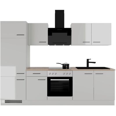 FlexWell Exclusiv Flex-Well Exclusiv Küchenzeile Lund 270 cm Lichtgrau glänzend-Rauchgrau FlexWell Exclusiv Flex-Well Exclusiv Küchenzeile Lund 270 cm Lichtgrau glänzend-Rauchgrau