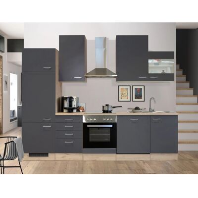 FlexWell Exclusiv Flex-Well Exclusiv Küchenzeile Morena 280 cm Basaltgrau matt-San Remo Eiche hell FlexWell Exclusiv Flex-Well Exclusiv Küchenzeile Morena 280 cm Basaltgrau matt-San Remo Eiche hell