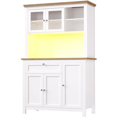 Merax Küchenschrank 104x40x180 cm Weiß Verstellbare Ablagen LED Merax Küchenschrank 104x40x180 cm Weiß Verstellbare Ablagen LED