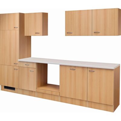 FlexWell Classic Flex-Well Classic Küchenzeile Nano 280 cm ohne E-Geräte Buche Nachbildung FlexWell Classic Flex-Well Classic Küchenzeile Nano 280 cm ohne E-Geräte Buche Nachbildung