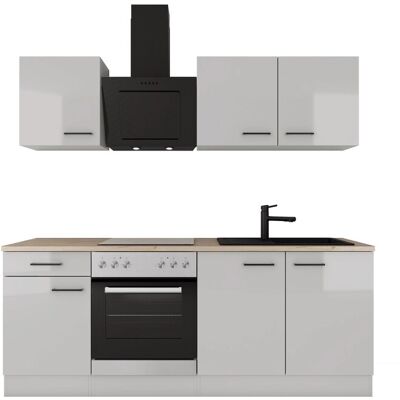 FlexWell Exclusiv Flex-Well Exclusiv Küche 1601-005sWs Lund 210cm Lichtgrau glänzend -Rauchgrau FlexWell Exclusiv Flex-Well Exclusiv Küche 1601-005sWs Lund 210cm Lichtgrau glänzend -Rauchgrau