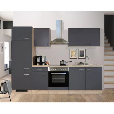 FlexWell Exclusiv Flex-Well Exclusiv Küchenzeile Morena 270 cm Basaltgrau matt-San Remo Eiche hell FlexWell Exclusiv Flex-Well Exclusiv Küchenzeile Morena 270 cm Basaltgrau matt-San Remo Eiche hell