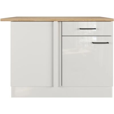 FlexWell Exclusiv Flex-Well Exclusiv Küchen-Eck-Unterschrank Lund 110cm Lichtgrau glänzend FlexWell Exclusiv Flex-Well Exclusiv Küchen-Eck-Unterschrank Lund 110cm Lichtgrau glänzend