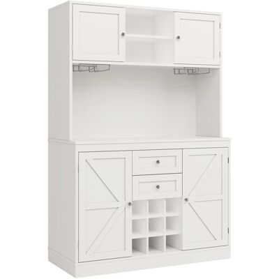 Merax Küchenschrank 107x43x184 cm Weiß 4 Türen 2 Schubladen Weinregal Merax Küchenschrank 107x43x184 cm Weiß 4 Türen 2 Schubladen Weinregal