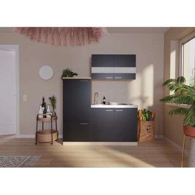 Respekta Miniküche KB160ESS 160 cm Schwarz-Eiche Sonoma Sägerau Nachbildung Respekta Miniküche KB160ESS 160 cm Schwarz-Eiche Sonoma Sägerau Nachbildung