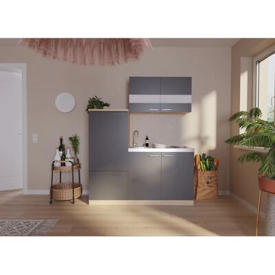 Respekta Miniküche KB160ESG 160 cm Grau-Eiche Sonoma Sägerau Nachbildung Respekta Miniküche KB160ESG 160 cm Grau-Eiche Sonoma Sägerau Nachbildung