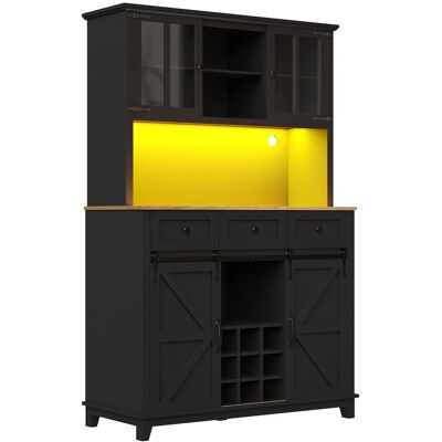 Merax Küchenschrank 105x38,4x180 cm Schwarz Verstellbare Ablagen LED Merax Küchenschrank 105x38,4x180 cm Schwarz Verstellbare Ablagen LED
