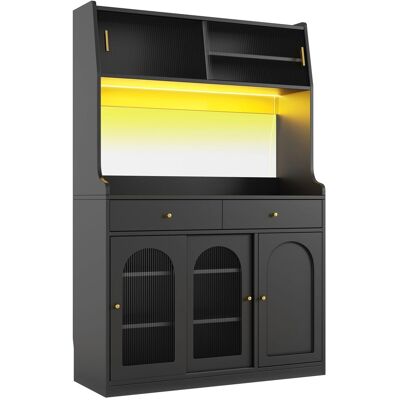 Merax Küchenschrank Schwarz Verstellbare Ablagen 2 Schubladen LED Merax Küchenschrank Schwarz Verstellbare Ablagen 2 Schubladen LED