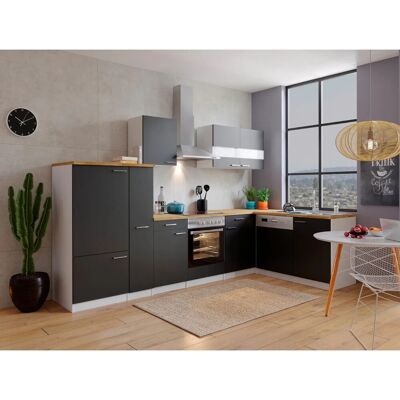 Respekta Winkelküche KBL310WSCG 310 x 172 cm Schwarz-Weiß-Butcher Nussbaum Respekta Winkelküche KBL310WSCG 310 x 172 cm Schwarz-Weiß-Butcher Nussbaum