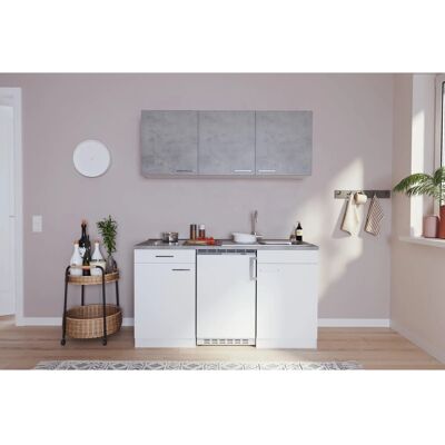 Respekta Küchenzeile KB150WWBCG 150 cm Weiß-Beton Optik Respekta Küchenzeile KB150WWBCG 150 cm Weiß-Beton Optik