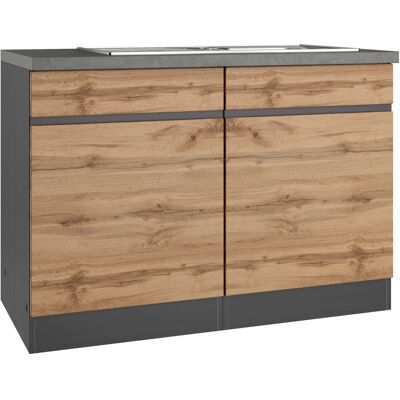 Held Möbel Küchen-Spülenunterschrank Turin 120 cm mit 2 Türen Wotaneiche/Graphit Held Möbel Küchen-Spülenunterschrank Turin 120 cm mit 2 Türen Wotaneiche/Graphit