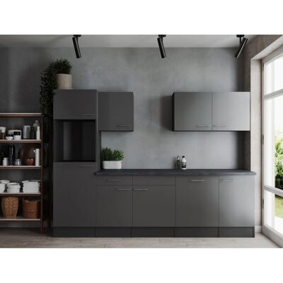 Respekta Küchenzeile Oliver 280 cm Grau ohne E-Geräte Respekta Küchenzeile Oliver 280 cm Grau ohne E-Geräte