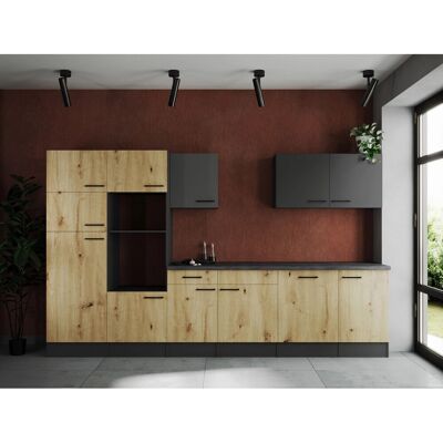 Respekta Küchenzeile Oliver 340 cm Artisan Eiche / Grau Matt ohne E-Geräte Respekta Küchenzeile Oliver 340 cm Artisan Eiche / Grau Matt ohne E-Geräte