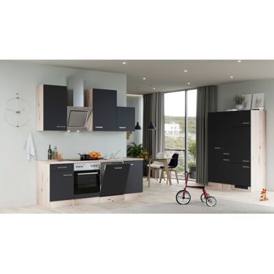FlexWell Exclusiv Flex-Well Exclusiv Küchenzeile Lara 360 cm Anthrazit - San Remo Eiche FlexWell Exclusiv Flex-Well Exclusiv Küchenzeile Lara 360 cm Anthrazit - San Remo Eiche