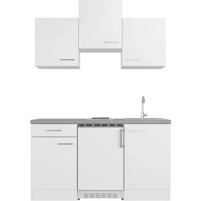 FlexWell Exclusiv Flex-Well Exclusiv Singleküche Joelina 150 cm Weiß matt - Beton Grau FlexWell Exclusiv Flex-Well Exclusiv Singleküche Joelina 150 cm Weiß matt - Beton Grau