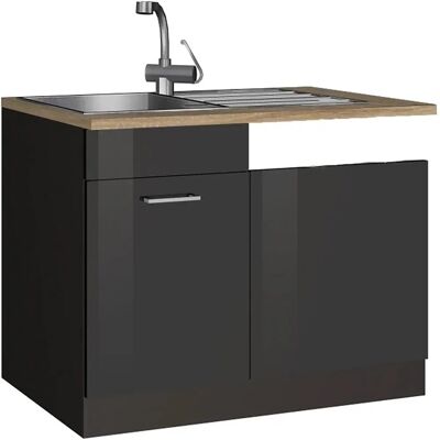 Held Möbel Küchen-Spülenunterschrank Mailand 110 cm Hochglanz Graphit/Graphit Held Möbel Küchen-Spülenunterschrank Mailand 110 cm Hochglanz Graphit/Graphit