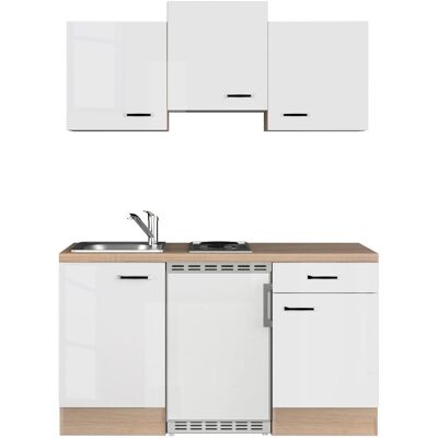 FlexWell Exclusiv Flex-Well Exclusiv Singleküche Valero 150 cm Hochglanz Weiß - Sonoma Eiche FlexWell Exclusiv Flex-Well Exclusiv Singleküche Valero 150 cm Hochglanz Weiß - Sonoma Eiche