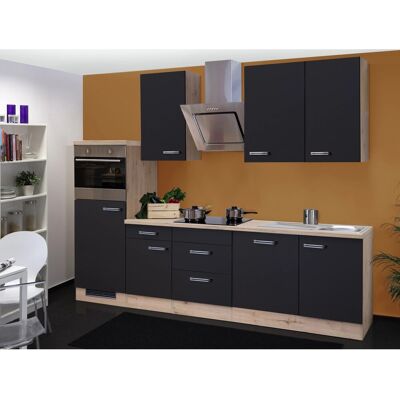 FlexWell Exclusiv Flex-Well Exclusiv Küchenzeile Lara 280 cm Anthrazit-San Remo Eiche NB FlexWell Exclusiv Flex-Well Exclusiv Küchenzeile Lara 280 cm Anthrazit-San Remo Eiche NB