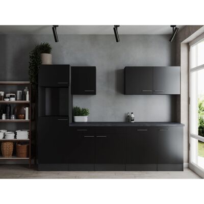 Respekta Küchenzeile Oliver 280 cm Schwarz ohne E-Geräte Respekta Küchenzeile Oliver 280 cm Schwarz ohne E-Geräte