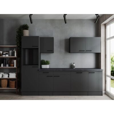 Respekta Küchenzeile Oliver 280 cm Grau Matt ohne E-Geräte Respekta Küchenzeile Oliver 280 cm Grau Matt ohne E-Geräte
