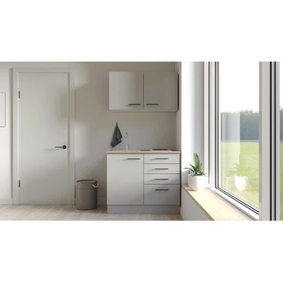 FlexWell Exclusiv Flex-Well Exclusiv Miniküche Lund 100 cm Lichtgrau glänzend-Rauchgrau FlexWell Exclusiv Flex-Well Exclusiv Miniküche Lund 100 cm Lichtgrau glänzend-Rauchgrau