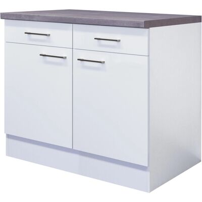 Flex-Well Kopenhagen Weiß/Matt Küchenunterschrank - 2 Türen & Schubladen Flex-Well Kopenhagen Weiß/Matt Küchenunterschrank - 2 Türen & Schubladen
