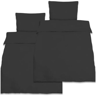 Beautissu Julie Bettbezug 155x220cm + Kissenbezug 80x80cm Schwarz Renforcé 4tlg Beautissu Julie Bettbezug 155x220cm + Kissenbezug 80x80cm Schwarz Renforcé 4tlg