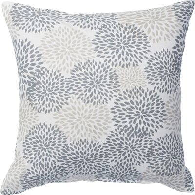 Gefülltes Kissen 40 cm x 40 cm Blumen Weiß-Grau Gefülltes Kissen 40 cm x 40 cm Blumen Weiß-Grau