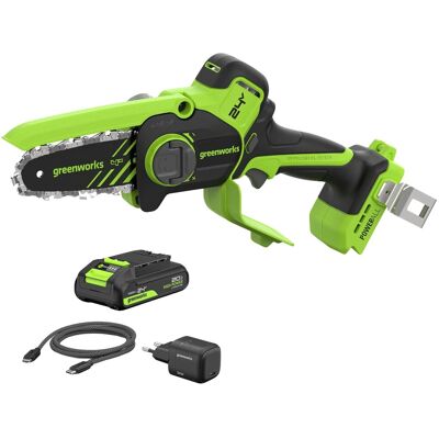 Greenworks Mini-Akku-Kettensäge-Set CS1032GA2 Schwertlänge 10 cm 24 V Greenworks Mini-Akku-Kettensäge-Set CS1032GA2 Schwertlänge 10 cm 24 V