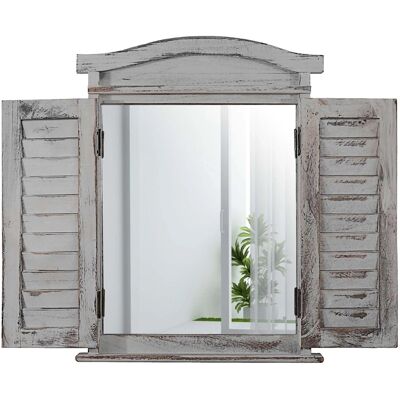 MCW Wandspiegel mit Fensterläden Grau Shabby MCW Wandspiegel mit Fensterläden Grau Shabby