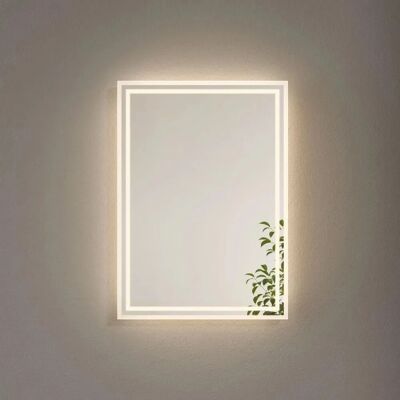 Emke Badspiegel mit Beleuchtung 50 x 70 cm LED-Spiegel mit Wandschalter Warmweiß Licht Emke Badspiegel mit Beleuchtung 50 x 70 cm LED-Spiegel mit Wandschalter Warmweiß Licht