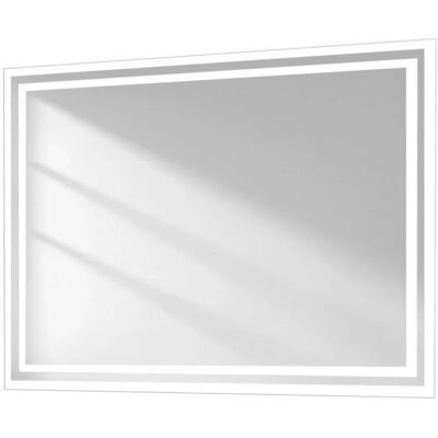 Emke LED Badezimmerspiegel mit Beleuchtung 80 x 60 cm Badspiegel mit Kippschalter Anti-Beschlag KaltweißWarmweiß Emke LED Badezimmerspiegel mit Beleuchtung 80 x 60 cm Badspiegel mit Kippschalter Anti-Beschlag KaltweißWarmweiß