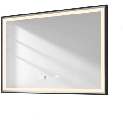Emke Badspiegel mit Beleuchtung 100x70cm Schwarzer Rand Spiegel mit Touch Antibeschlage Uhr Temperatur Dimmbar Emke Badspiegel mit Beleuchtung 100x70cm Schwarzer Rand Spiegel mit Touch Antibeschlage Uhr Temperatur Dimmbar