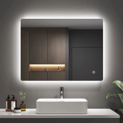 Emke Badspiegel LED mit Antibeschlag 80 x 60 cm Spiegel mit Touchschalter Dimmbare Kaltweiß/Warmweiß/Neutralweiß Emke Badspiegel LED mit Antibeschlag 80 x 60 cm Spiegel mit Touchschalter Dimmbare Kaltweiß/Warmweiß/Neutralweiß