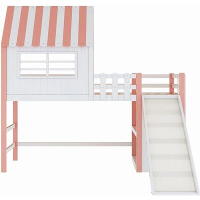 Merax Kinderhochbett 90x200cm Massivholz Rutsche Rosa Merax Kinderhochbett 90x200cm Massivholz Rutsche Rosa