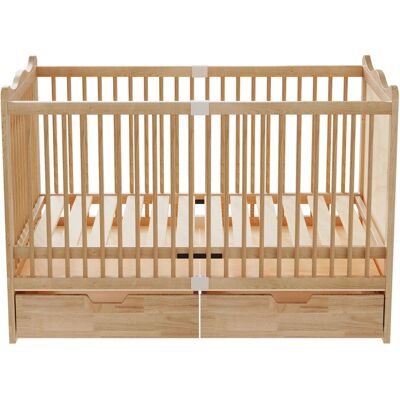 Merax Babybett 70x140 cm Naturholz Kiefernholz 4 Stufen Schubladen Wellenlinie Merax Babybett 70x140 cm Naturholz Kiefernholz 4 Stufen Schubladen Wellenlinie