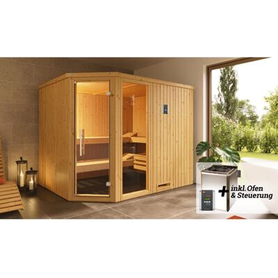 Weka Element-Ecksauna Varberg 4 Sparset 7,5 kW BioS Glastür/Fenster Weka Element-Ecksauna Varberg 4 Sparset 7,5 kW BioS Glastür/Fenster