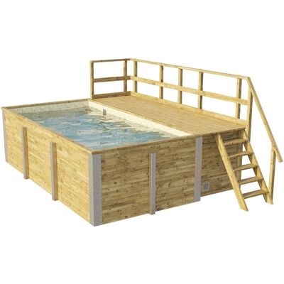 Weka Rechteckpool 595 Gr. 1 mit Sonnendeck & Technikraum - Schwimmbecken Weka Rechteckpool 595 Gr. 1 mit Sonnendeck & Technikraum - Schwimmbecken